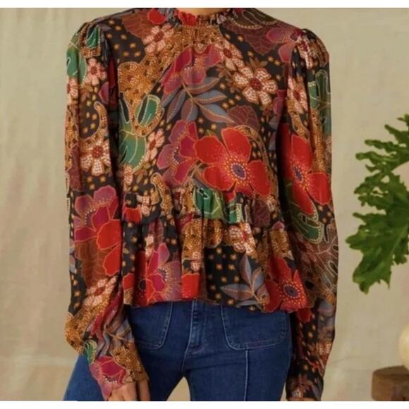 FARM Rio Multicolor Floral Blouse with long sleeves - Picture 11 of 12